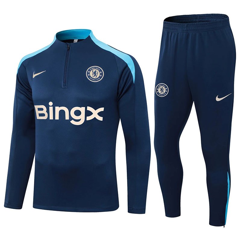 2425 Chelsea short zipper half zipper player deep blue kit S-XXL