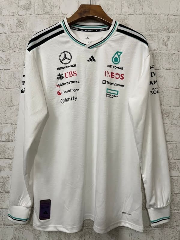 2025F1 Mercedes white long-sleeved S-4XL