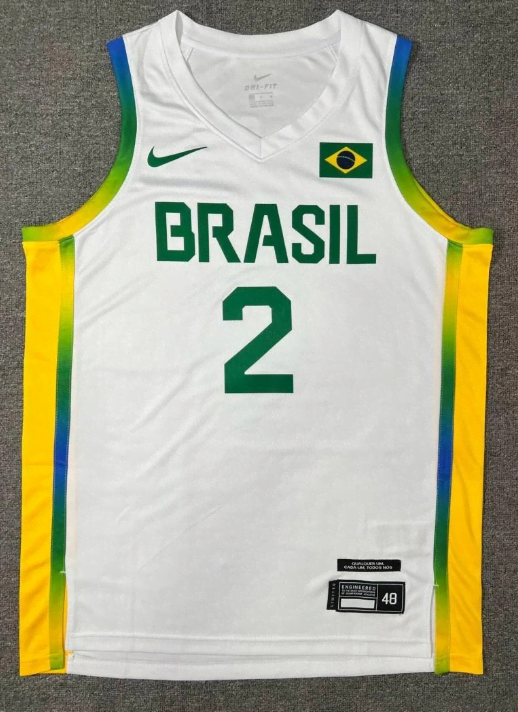 Brazil 2024/25 Basketball Jersey White Size 2 S-2XL