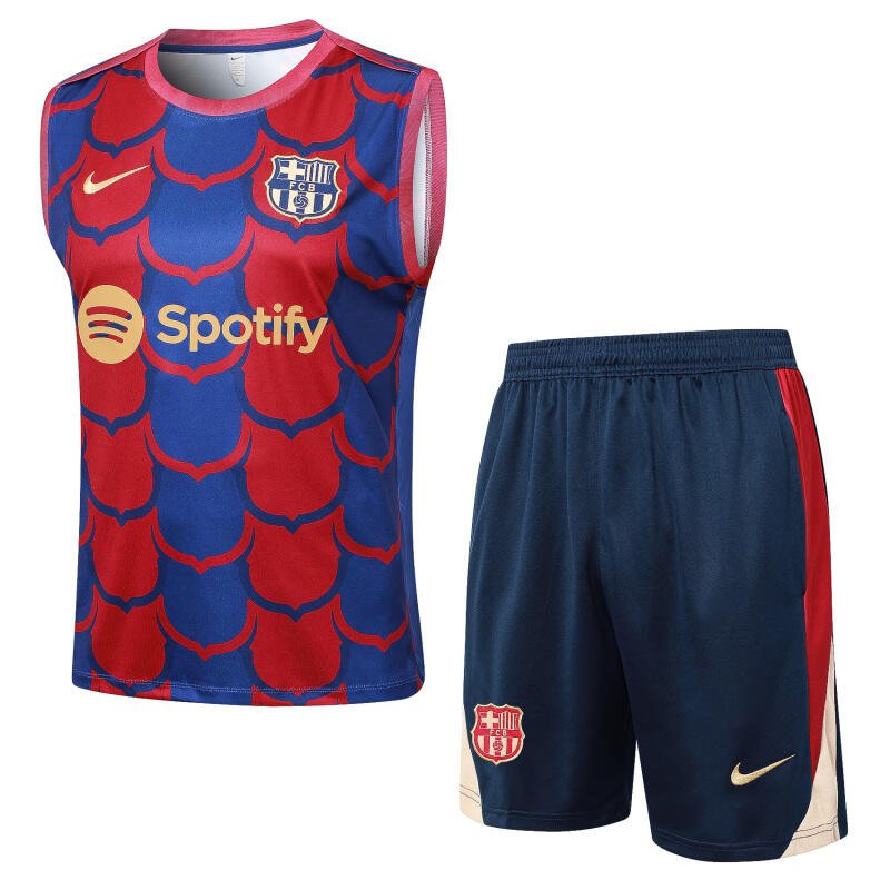 D1098#2425 Barcelona red and blue inkjet vest suit S-2XL