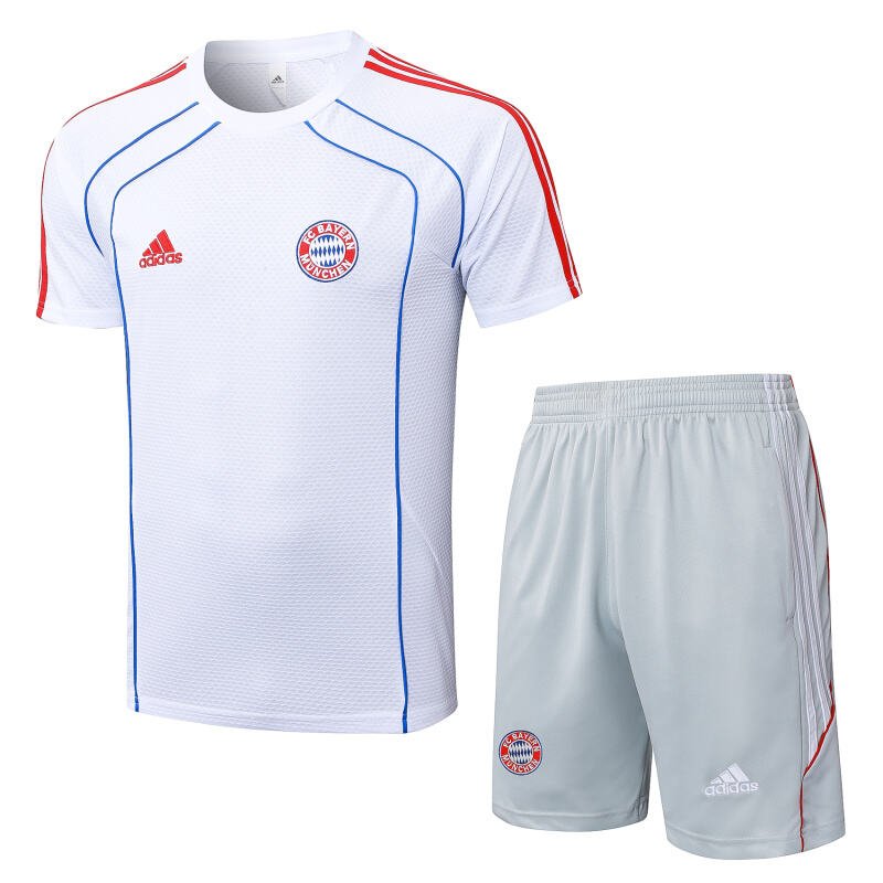 D25100# 2526 Bayern White (Blue Trim)Retro Short Sleeve Suit S-2XL