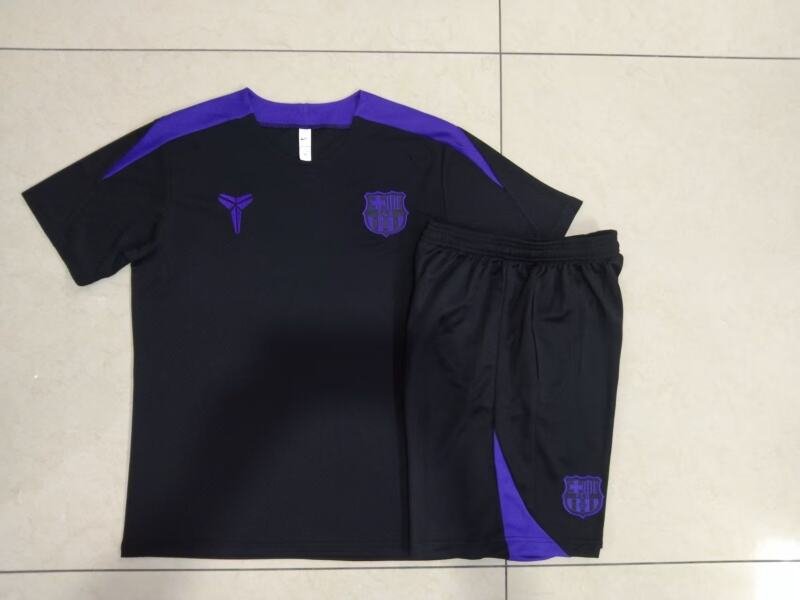 D25160# 2526 Barcelona Black (Purple Team Logo) Short Sleeve Suit S-2XL