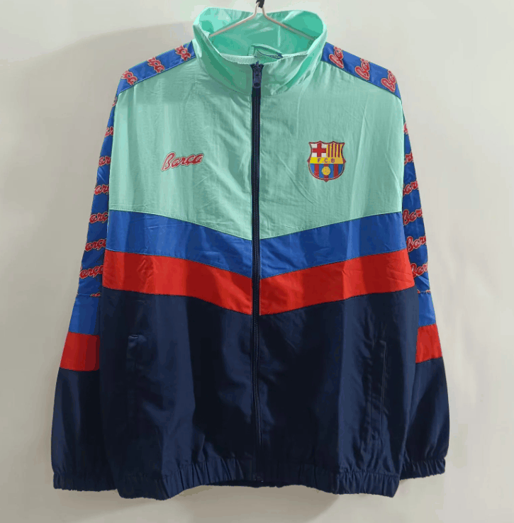 Barcelona light green and black colorblock single-faced windbreaker S-2XL