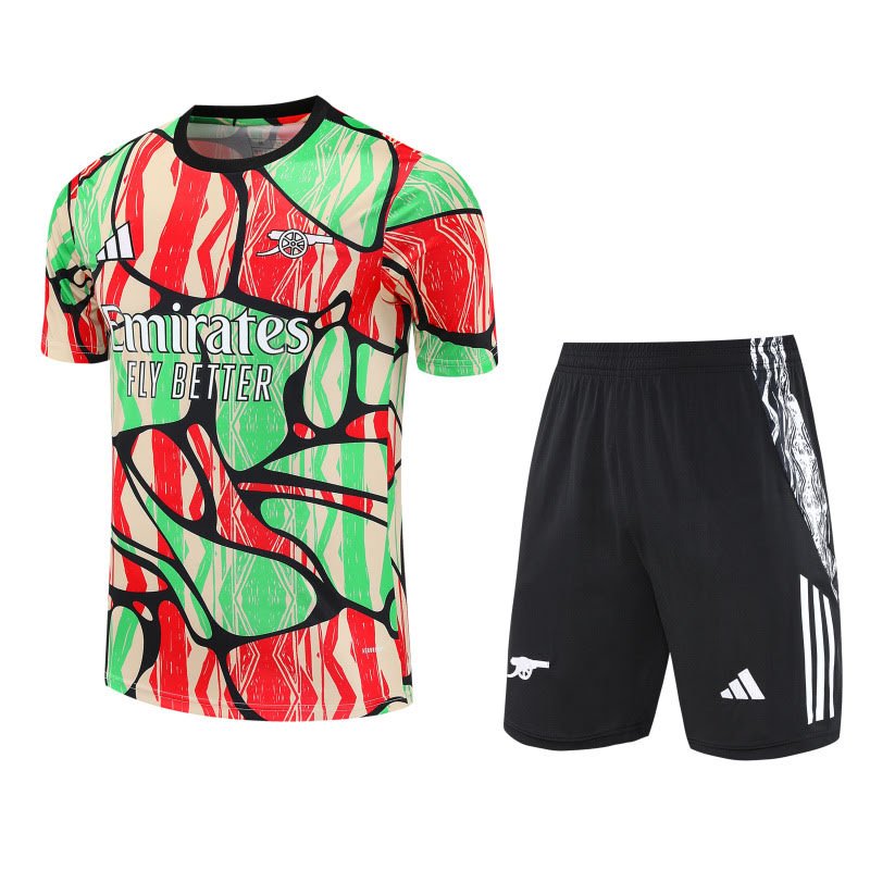 2526 Arsenal Red and Green Camouflage Short Sleeve Suit S-2XL