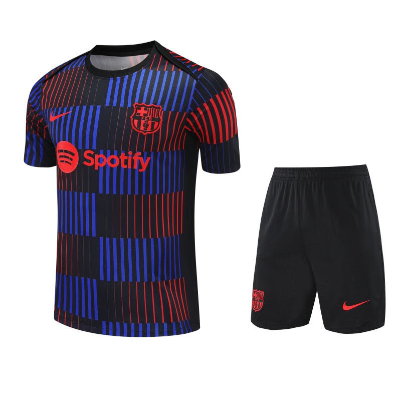 2526 Barcelona Red and Blue Short Sleeve Suit S-2XL