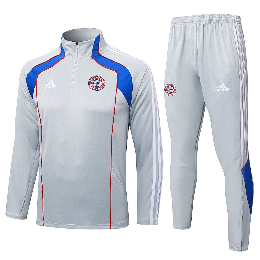 B2548# 2526 Bayern Light Grey Half-Zip Suit S-2XL