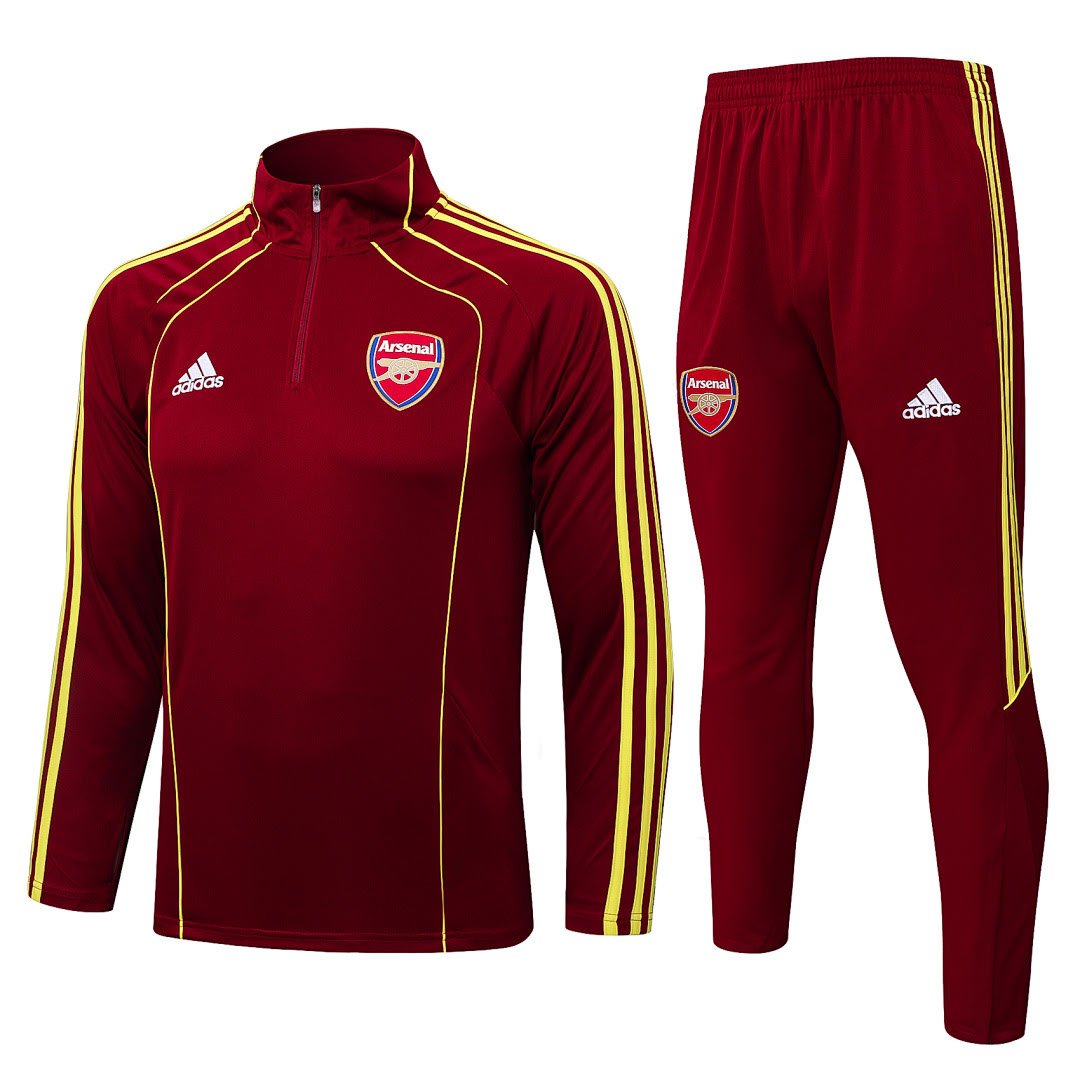 B2549# 2526 Arsenal Dark Red Vintage Half-Zip Suit S-2XL