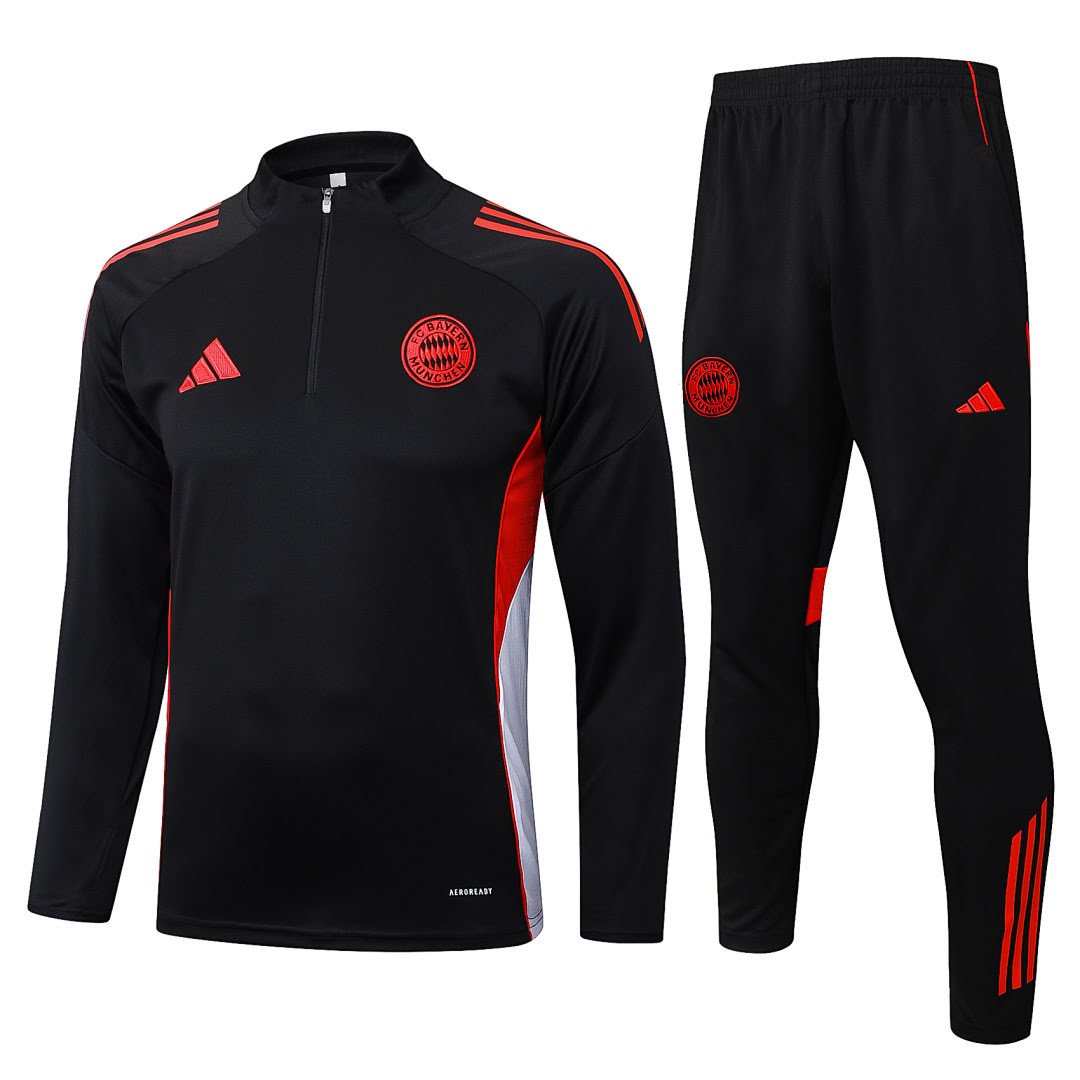 B2553# 2526 Bayern Munich Black Half-Zip Suit S-2XL