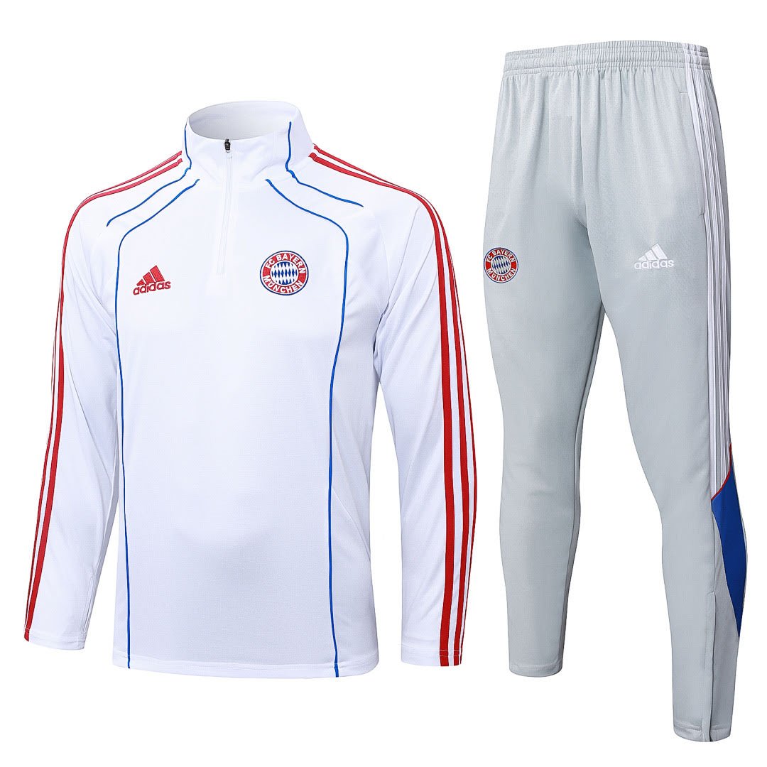B2556# 2526 Bayern White Retro Half-Zip Suit S-2XL