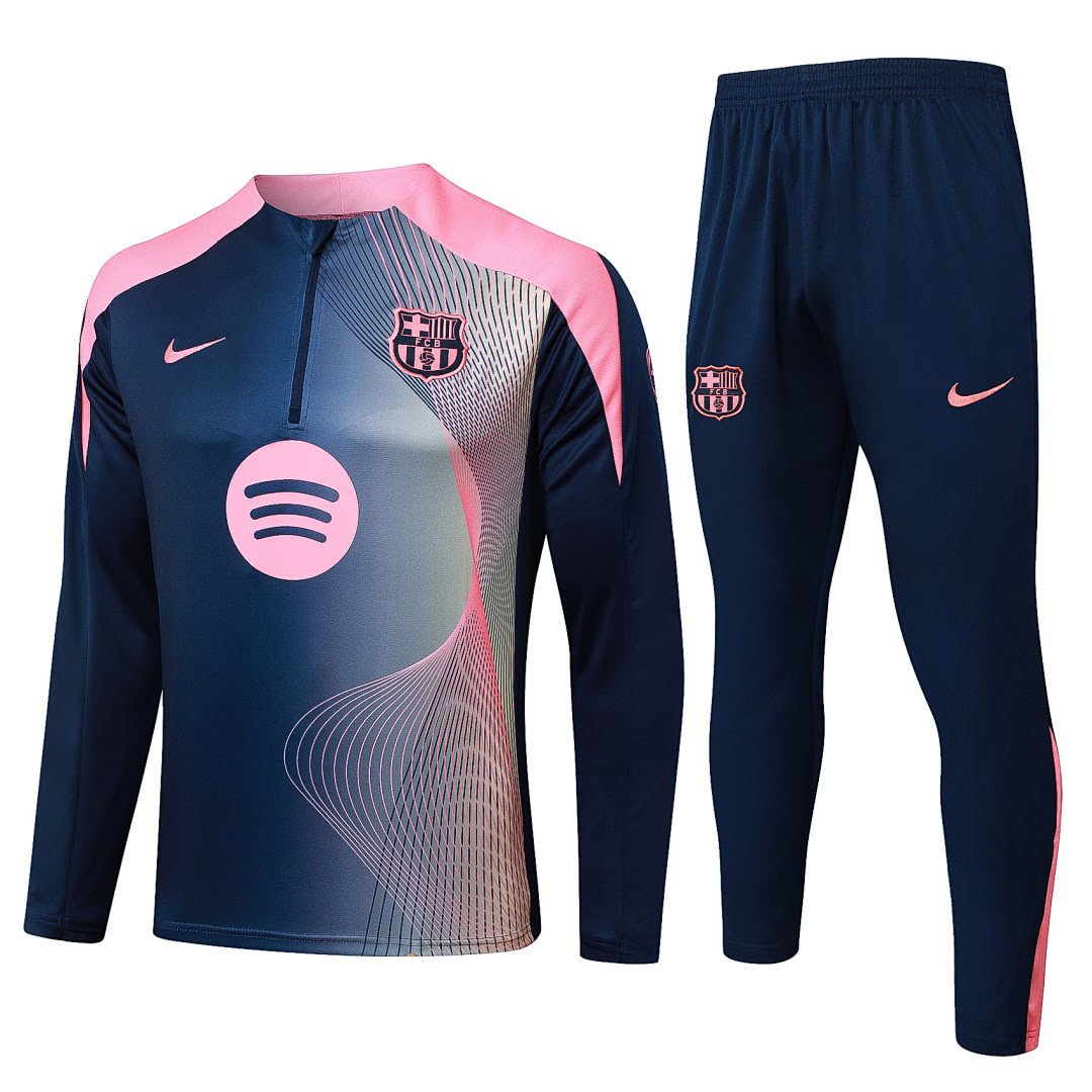 B25105# 2526 Barcelona Dark Blue Curved Inkjet Half-Zip Set S-2XL