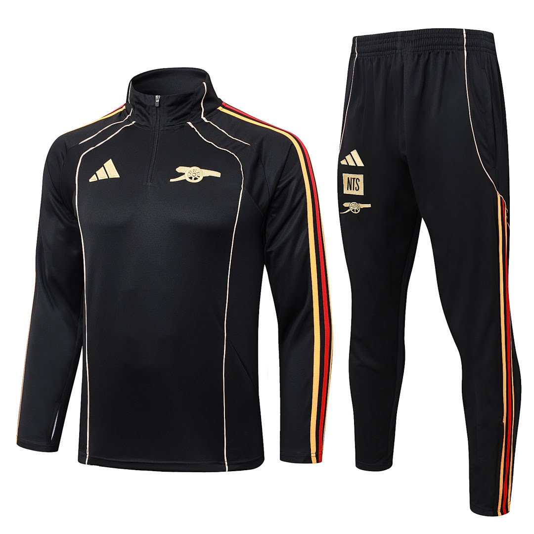 B25113# 2526 Arsenal Black Retro Half-Zip Suit S-2XL
