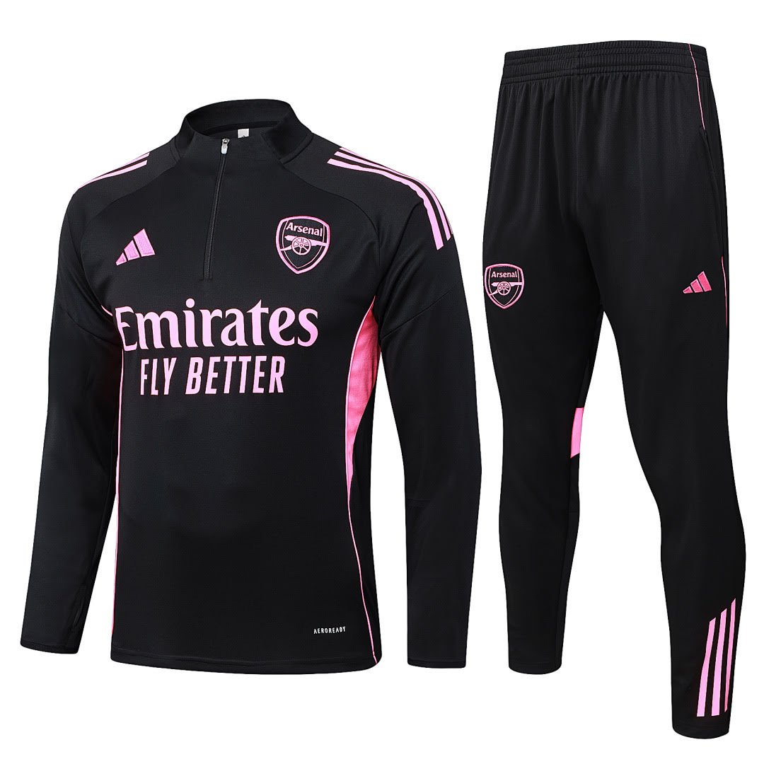 B25116# 2526 Arsenal Black and Pink Half-Zip Suit S-2XL