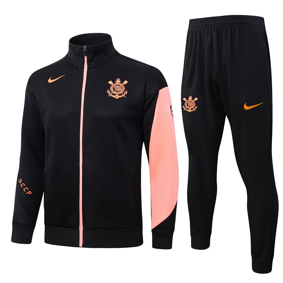 A25112# 2526 Corinthians long zipper  black and pink training kit S-XXL