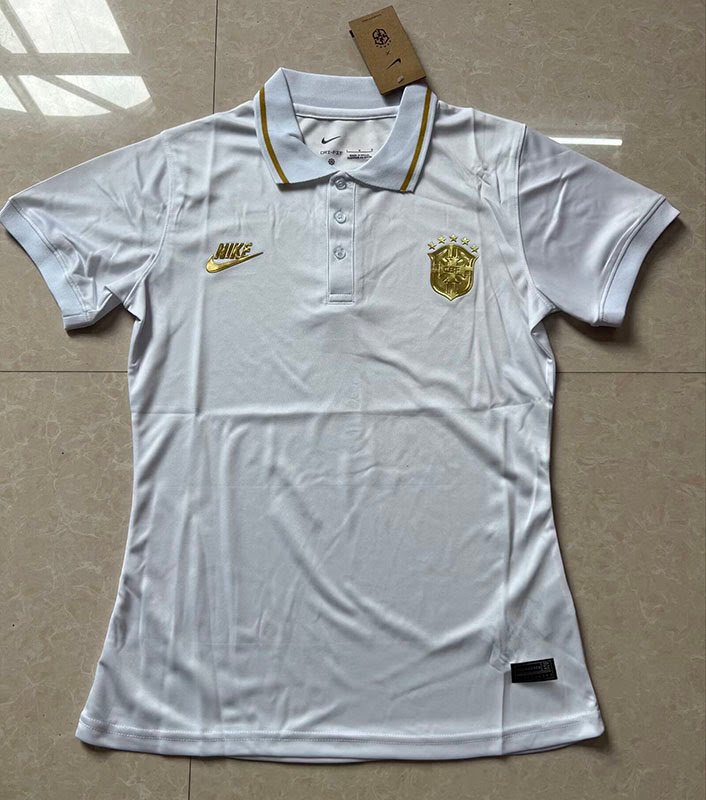 Brazil white polo Women Jersey S-2XL