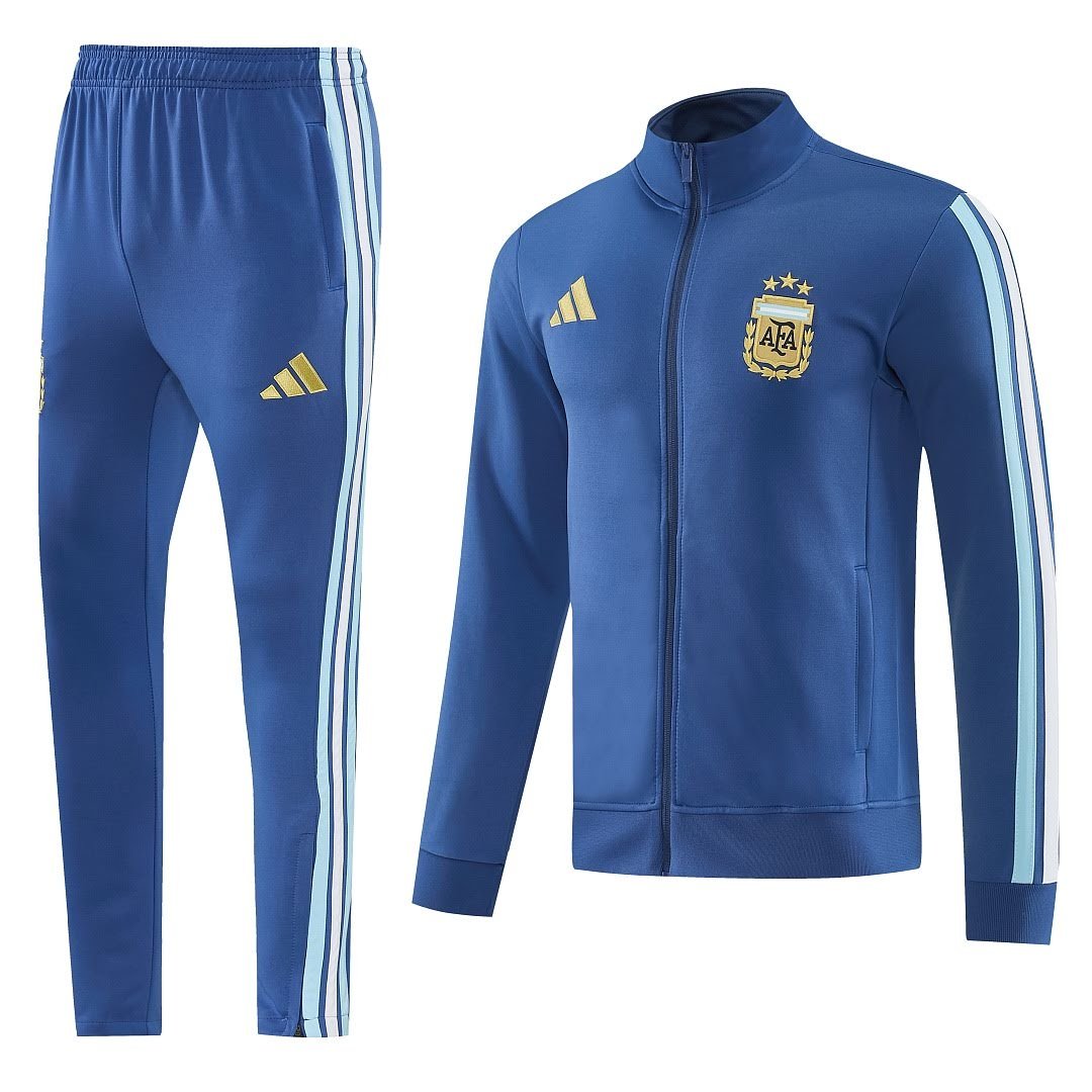 2627 Argentina Blue Long Zipper Suit S-2XL