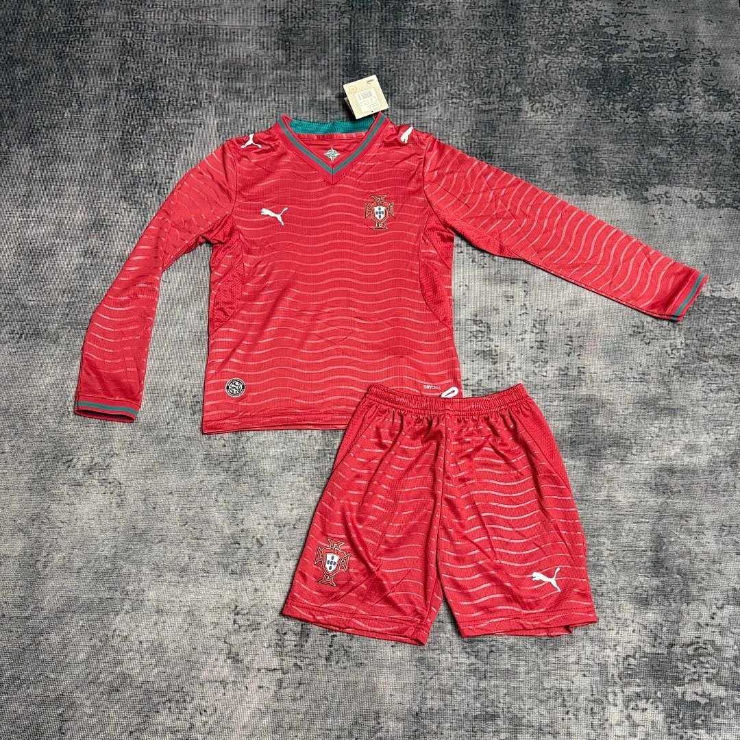2627 Portugal Home Long-Sleeved Kids Jersey 16-28