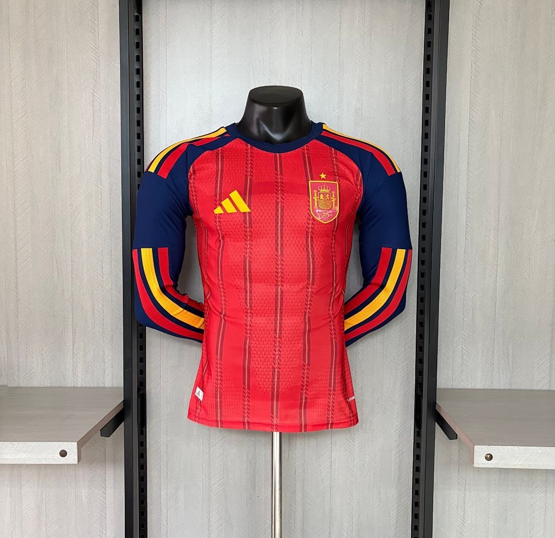2627 Spain Home Long-Sleeve Player Jersey S-4XL