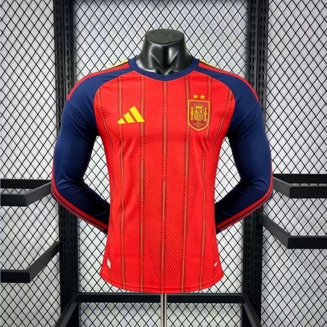 2627 Spain Home Long-Sleeve Player Jersey (2-Star) S-3XL
